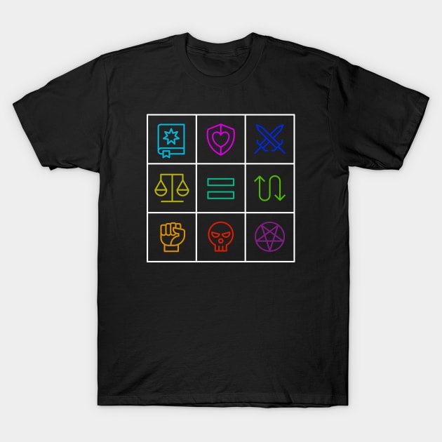 Alignment - Dungeons & Dragons Line Art Series T-Shirt by dcmjs